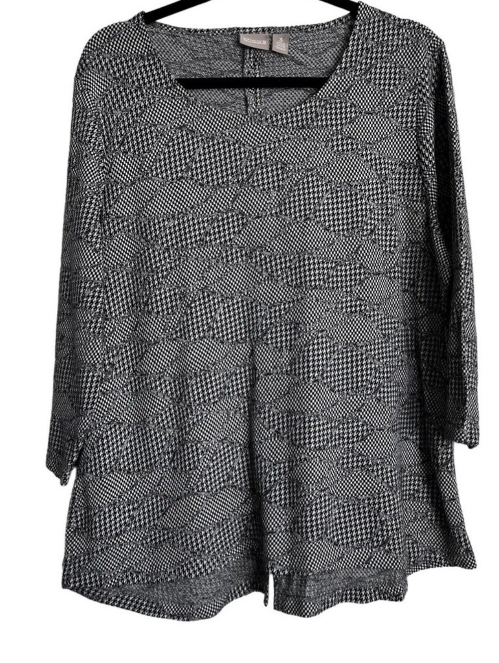 Chicos Black & White Houndstooth Knit Tunic Top